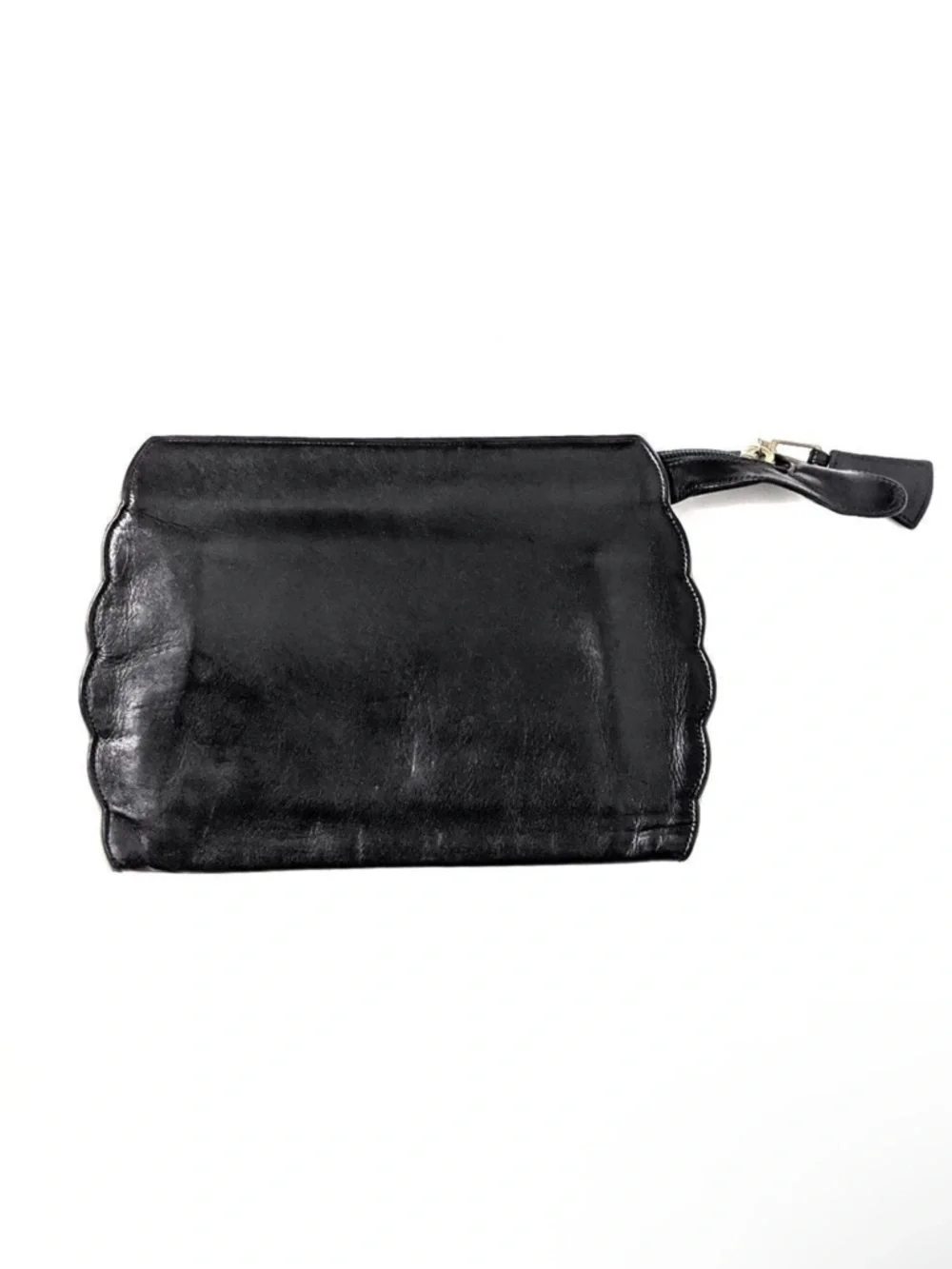 CLIVE SHILTON Vintage Leather Scalloped Clutch